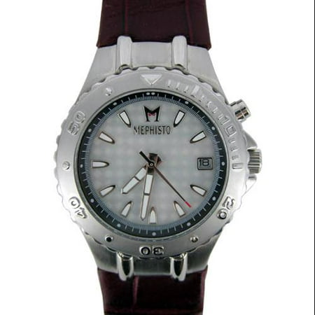 $385 Mephisto Women's Stainless Steel Burgundy Genuine Leather Band Watch