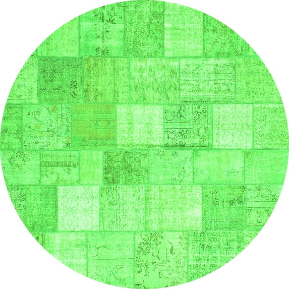 Ahgly Company Indoor Round Abstract Green Contemporary Area Rugs, 7' Round