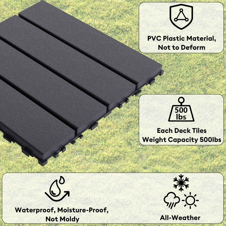 Miniyam 44 Pcs Interlocking Deck Tiles, 12