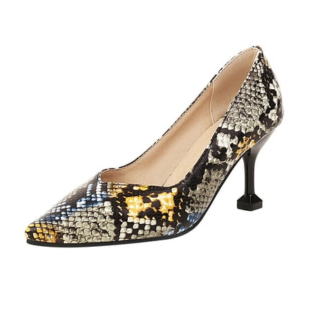 

KBKYBUYZ Women s Shoes Casual Slip-on Sandals High Heel Basis Pointed Toe Snake Print Stilettos Comfortable Elegant Shoes