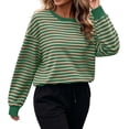 thumbnail image 4 of Perfectbot Women's Oversized Striped Crewneck Sweatshirt, Relaxed Fit Long Sleeve Pullover Fall Winter Top, 4 of 8