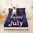 thumbnail image 3 of Manfei Modern Firework Bed Sheets, Happy 4th of July Print Full Size Sheets, Red White Blue, Navy Reversible 4-Piece (1 Flat Sheet, 1 Fitted Sheet and 2 Pillowcases), 3 of 6