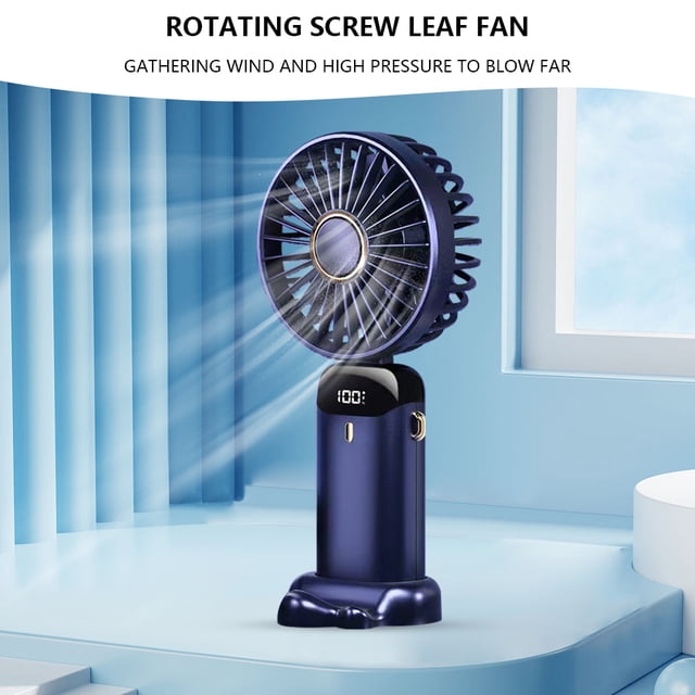 Ventilador Ventiladores de 5 velocidades 5000mAh Plegable para oficina en casa Camping al aire libre Azul oscuro Azul