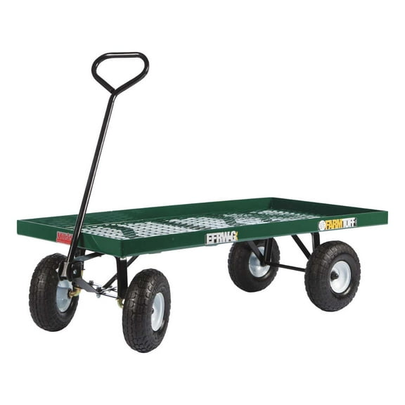 FARM-TUFF Durable Metal Mesh Deck Garden Wagon Utility Cart with Flat-Free Tires, Green, 24" x 48"