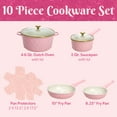 thumbnail image 2 of Paris Hilton 10-Piece Ceramic Nonstick Cast Aluminum Cookware Set, Clean Ceramic™ Coating, Faceted Pink Design, 2 of 9