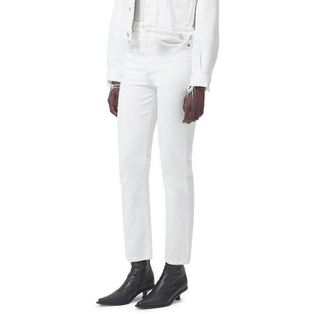 Agolde Womens Riley Frayed Hem High Rise Straight Leg Jeans