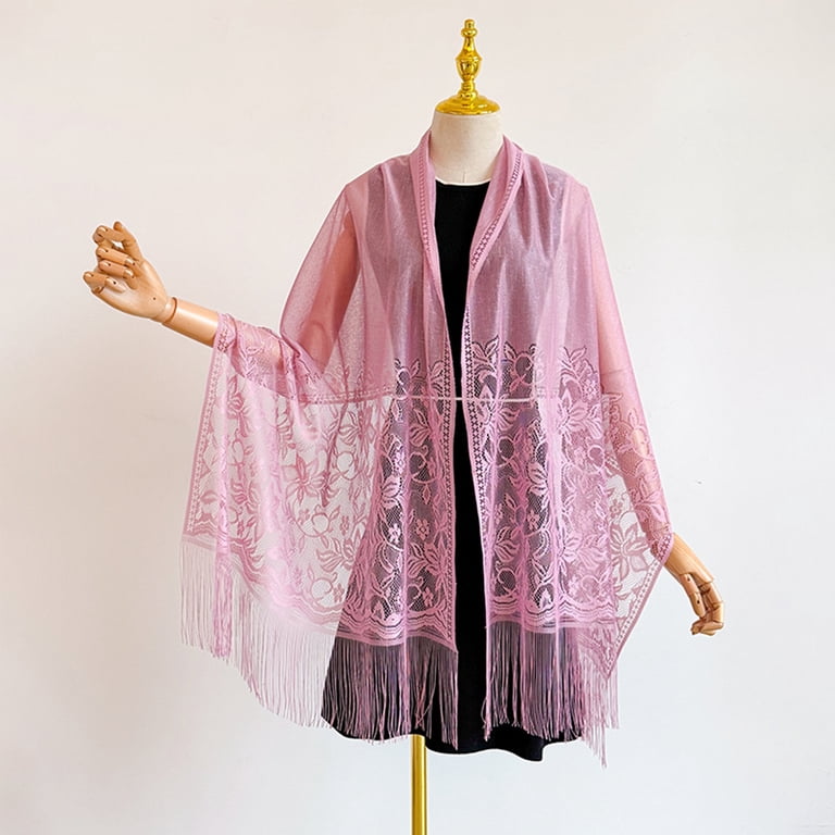 pink shawls for dresses Veaul 2026 Chic / Beautiful Blushing Pink Pleated Evening Party Tulle Shawls 2025