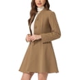thumbnail image 4 of Abrigo de mujer de una sola botonadura Inspire Chic, abrigo tipo peacoat de línea A, abrigo de invierno, color marrón, 4 of 6