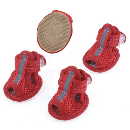 

Unique Bargains 2 Pairs Rubber Sole Red Mesh Sandals Yorkie Chihuaha Dog Shoes Size L