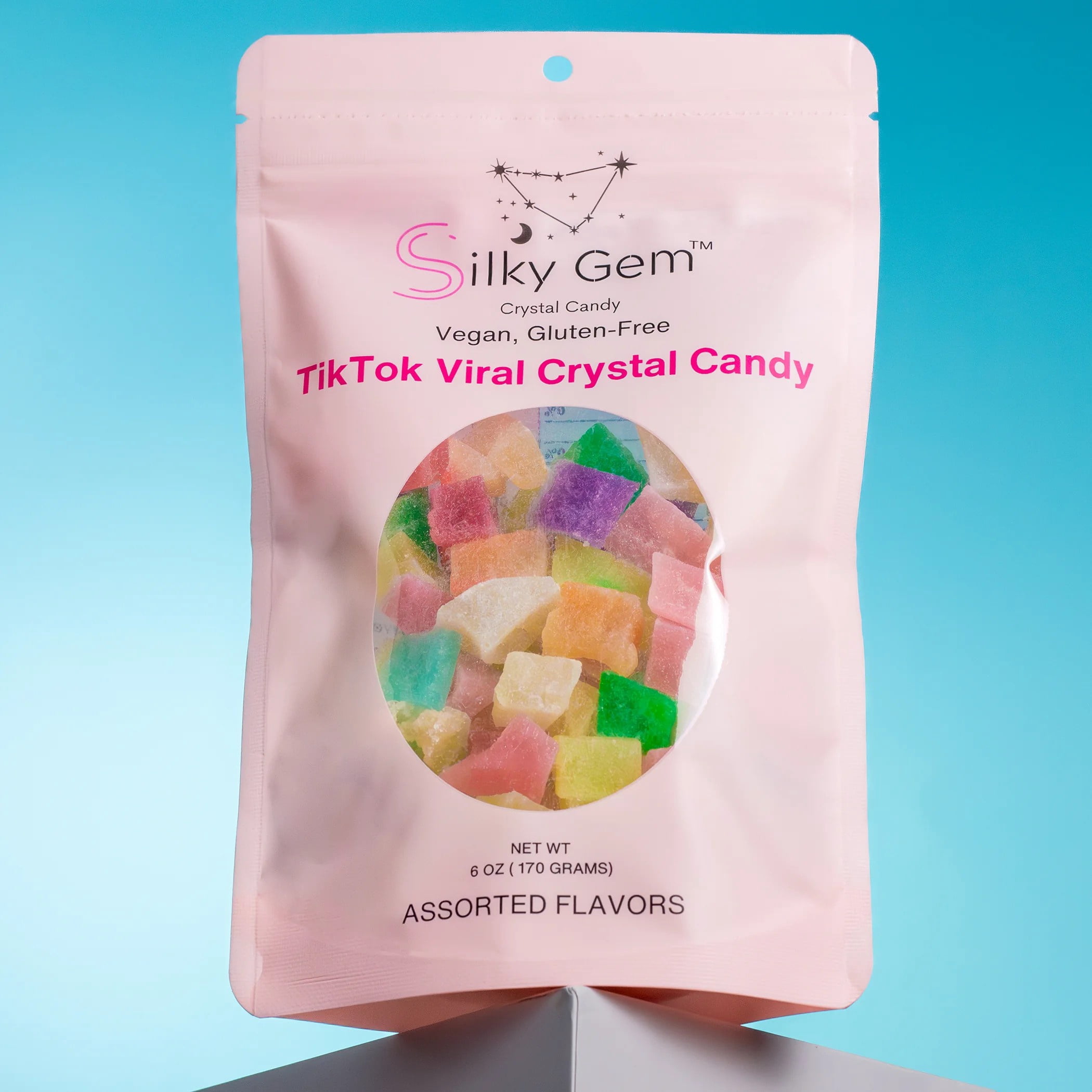 SILKY GEM Crystal Candy Snack Bites – 6oz Assorted Vegan & Gluten-Free Edible Gemstones