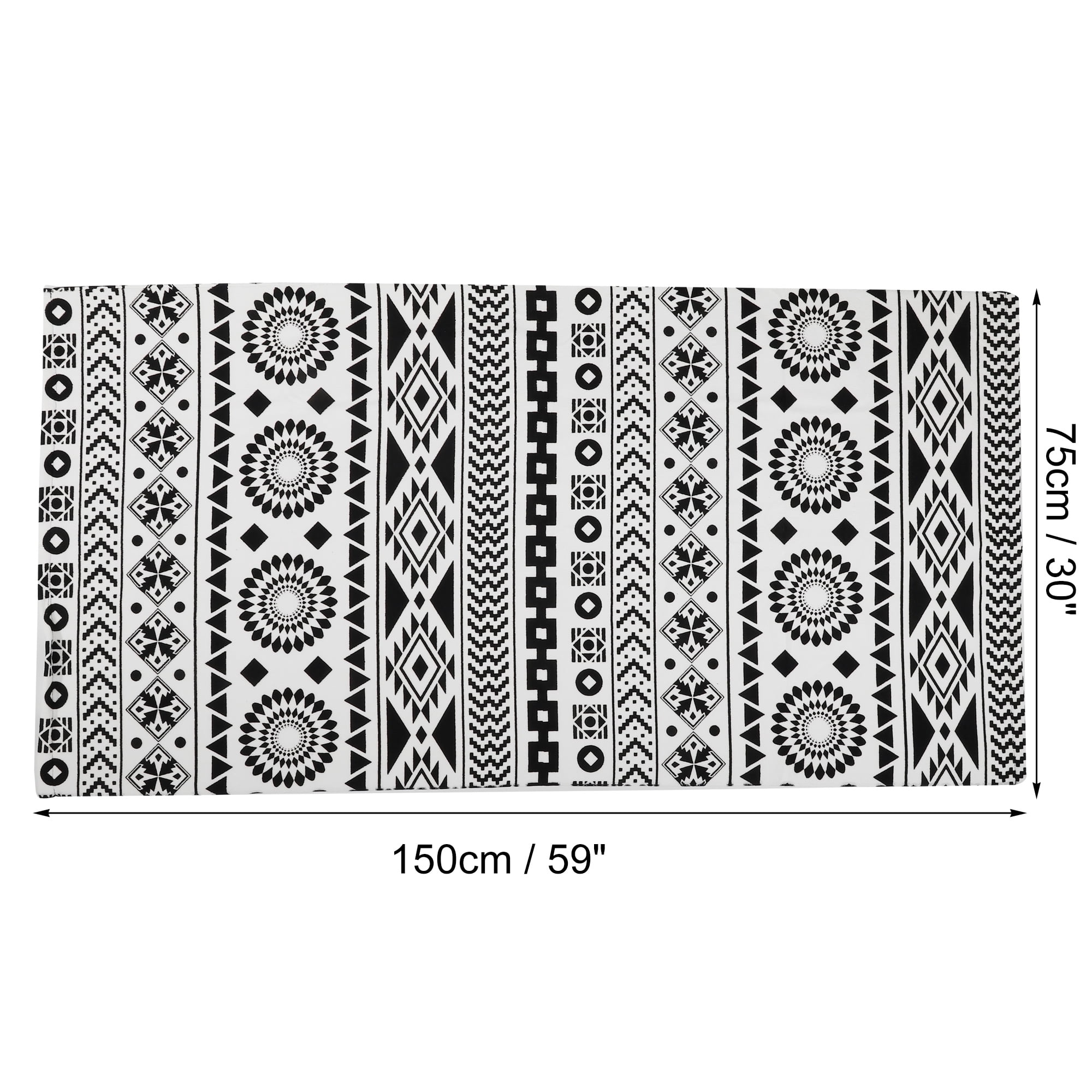 Unique Bargains Soft Absorbent Beach Towel Geometry Pattern Black White 59"x30" 1 Pc