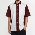 thumbnail image 2 of MNCEKFOD Mens Shirt Casual Color Block Printed Shirt Short Sleeve Button Down with Pocket Relaxed Fit Mens Tops White XL, 2 of 3