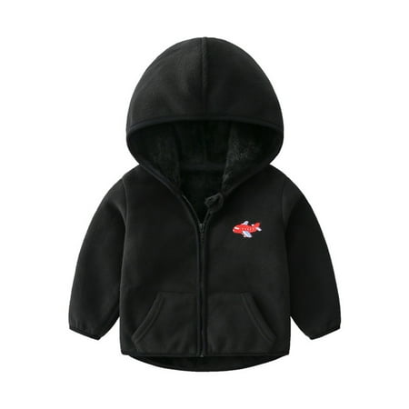 

Baby clothes Children s Coat Fleece Boys Hooded Coat Thickened One-piece Velvet Stand Collar Zipper Shirt Warm Top CHMORA