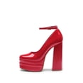 thumbnail image 7 of Women's High Chunky Platform Square Toe Heels Ankle Strap Pumps Solid Color Block Dress Shoes, 7 of 7