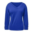 thumbnail image 2 of Vedolay Womens Long Sleeve Shirt Women Half Zip Cropped Hoodies Pullover Sweatshirts Winter Clothes,Blue L, 2 of 4