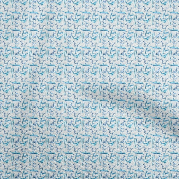 oneOone Viscose Jersey Light Blue Fabric Dolphin Dress Material Fabric Print Fabric By The Yard 60 Inch Wide