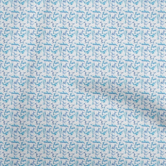 oneOone Cotton Poplin Twill Light Blue Fabric Dolphin Sewing Craft Projects Fabric Prints By Yard 56 Inch Wide