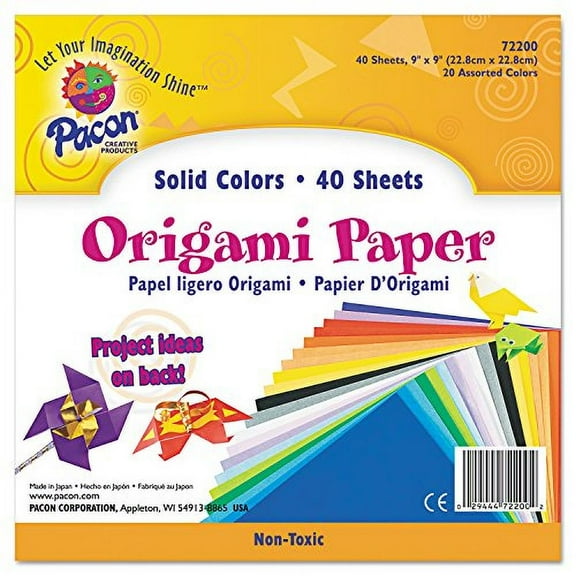 72200 Origami Paper, 30 Lbs., 9 X 9, Assorted Bright Colors, 40 Sheets/Pack