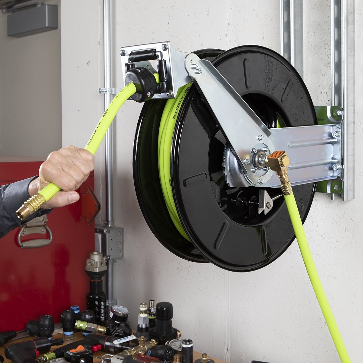 Flexzilla® Pro Retractable Air Hose Reel, Open Face, Dual