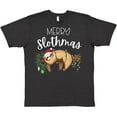 thumbnail image 3 of Inktastic Merry Slothmas Cute Christmas Sloth in Hat with Lights T-Shirt, 3 of 5