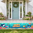 thumbnail image 4 of Happy Birthday Ocean Theme Backdrop for Kids Party Celebration Event Decor Banner Underwater Scene Colorful Fish Shark Décor Background, 4 of 5