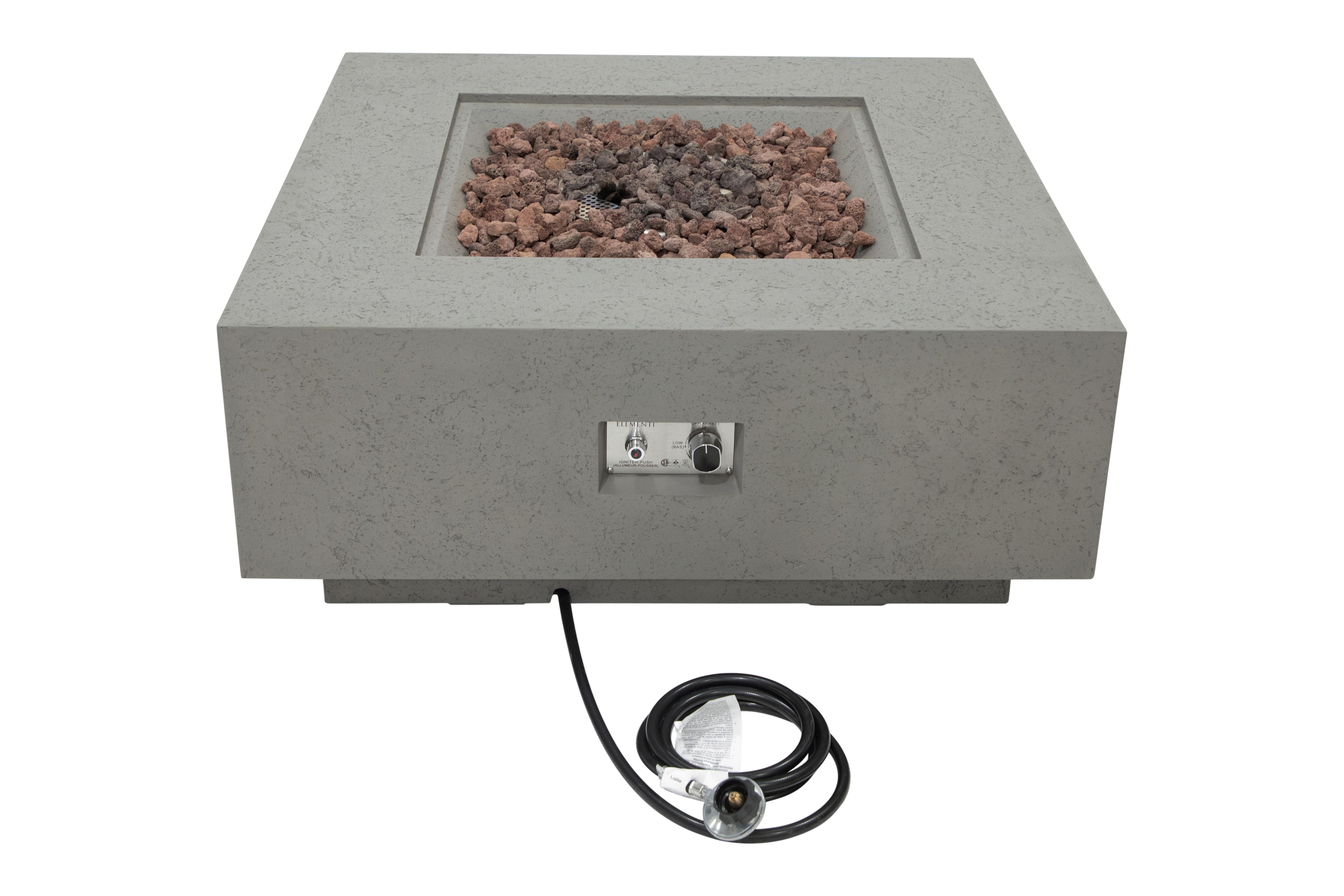 AMS Fireplace Brooklyn Square 40” Fire Pit Table - Natural Gas - Light Gray