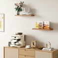 thumbnail image 2 of 23.5 in Solid Wood Floating Shelves Wall Mounted Shelves, Distressed Walnut Color, Set of 2, 2 of 7