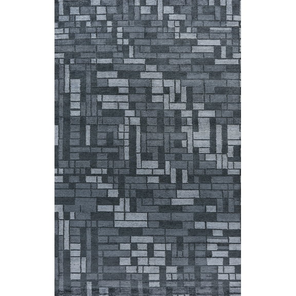 Feizy Keystone Transitional Stripes, Blue, 2' x 3' Accent Rug Sheen Handmade Fade Resistant Casual Geometric Design Carpet for Living Dining Bed Room