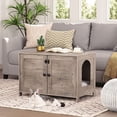 thumbnail image 2 of HOOBRO Cat Litter Box Cat Washroom Wooden Pet House End Table Living Room Bedroom BG03MW01G1, 2 of 10