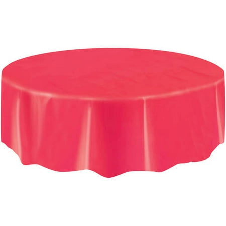 Red Plastic Party Tablecloth, Round, 84in (Best Table Wine Red)