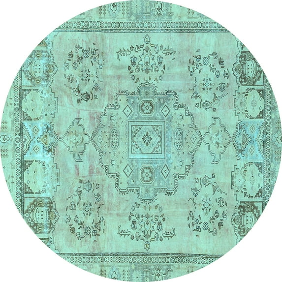 Ahgly Company Indoor Round Abstract Light Blue Modern Area Rugs, 6' Round
