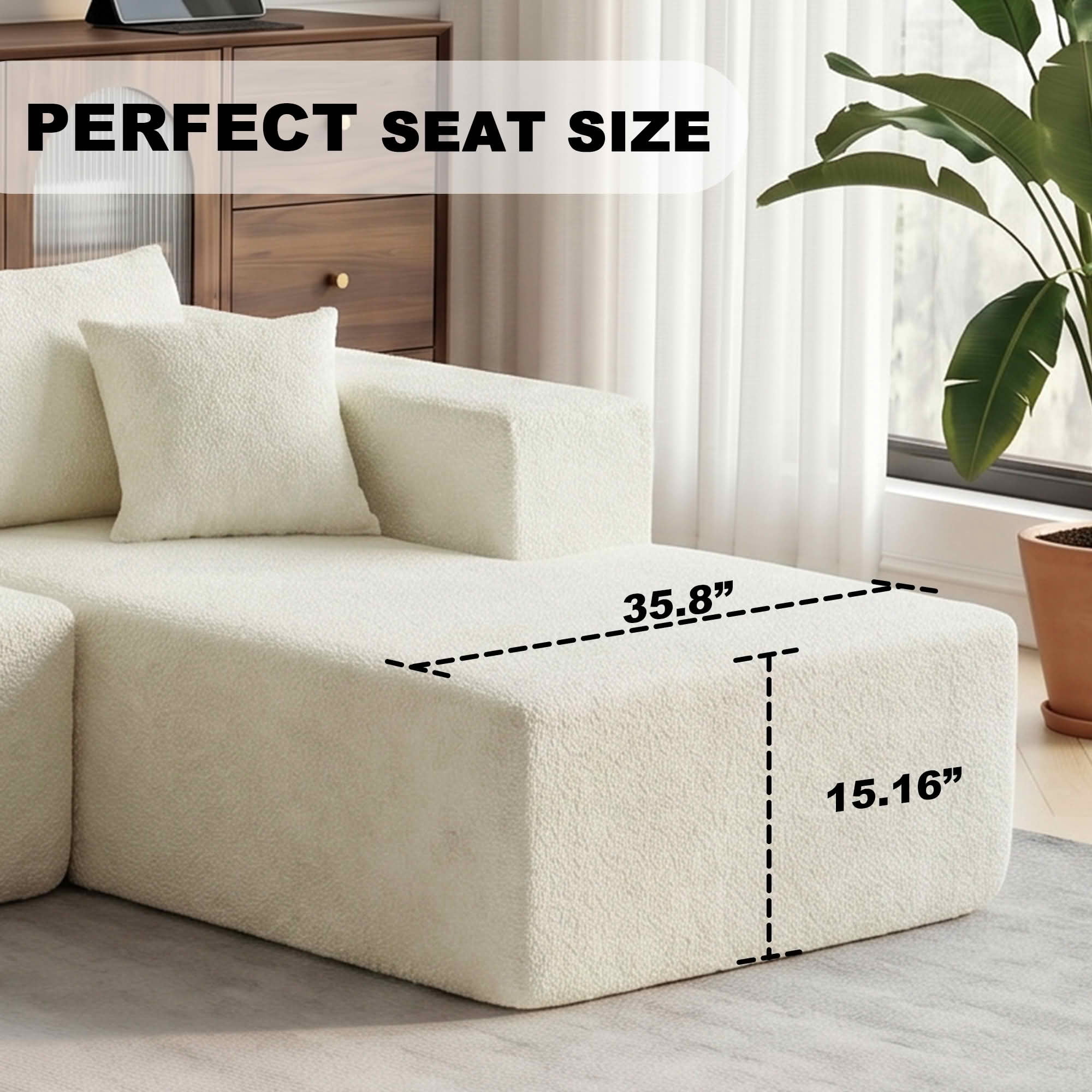 MAYEERTY 104" Cloud Sectional Couch with L-Shape Chaise, Modern Modular Sofa with Deep Seat, Upholstered Couches with Back Cushion for Living Room Bedroom, No Assembly Required