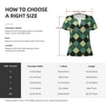 thumbnail image 4 of Zufioo Green Squares for Women's Deep V-neck Short-sleeved T-shirt, Top with Short Sleeves - with Stainless Steel Buckle, Moisture Wicking, Ideal Home Wear-Medium, 4 of 9