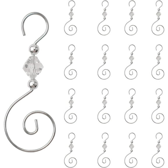 Ornament Hooks with Diamond Shaped Beads Christmas Decorations Metal Wire Acrylic Crystal Clear Jeweled for Christmas Tree Ornament Hanger
