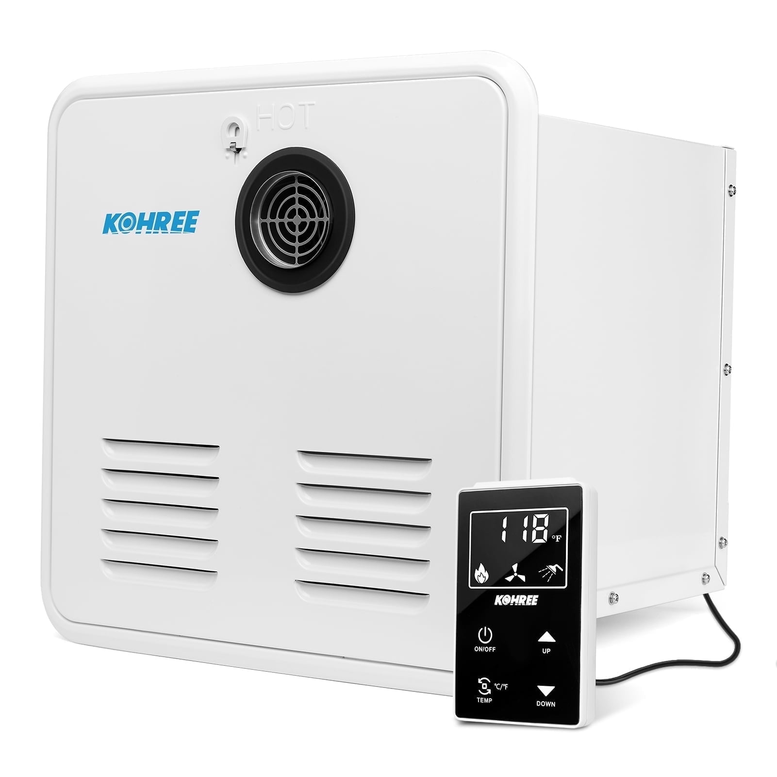 Kohree 60 000 BTU RV Tankless Water Heater Propane 2.9 GPM Endless On-Demand Hot Water with 15 x 15 inches White Door and Remote Controller for RV Campers