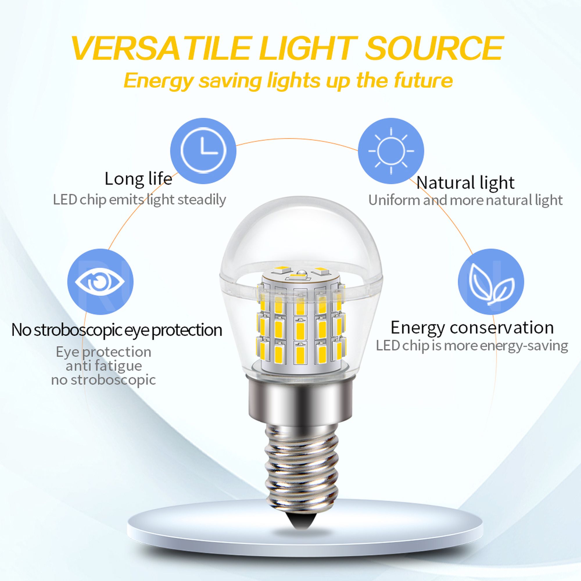 Ruiandsion E12 Small Base LED Bulb 1000 LM 3000K Warm White Wide Voltage 10V-30V Polarity Free for Decorative Lighting,(Pack of 5)