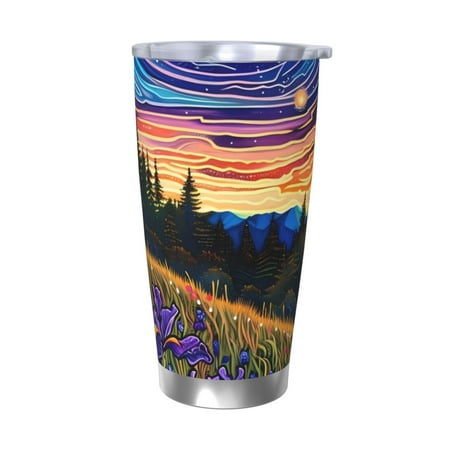 

Matuu Galactic Night Over Meadow for 20oz Durable Thermal Cups Keep Drinks Cold and Hot Insulated Car Mug with Lid-Without Straw