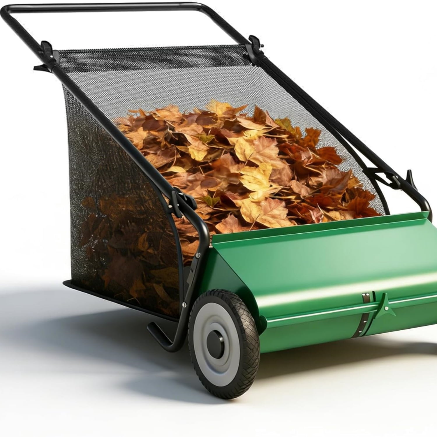 Riedhoff 26" Push Lawn Sweeper,4 Spinning Brushes, 7 Cu. Ft Capacity Collection Bag, Adjustable Height, Green