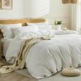 thumbnail image 2 of Cotton Duvet Cover Queen Size Pinstriped Comforter Cover with Button Washed Cotton Breathable Soft Solid Bedding Set Duvet Cover ×in & Pillowcases (NO Comforter), 2 of 9