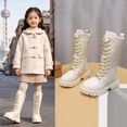 thumbnail image 2 of Kids Fashion Mid Calf Combat Boots Lace Up Side Zipper Non Slip Boots for Winter Everyday Wear, 2 of 9