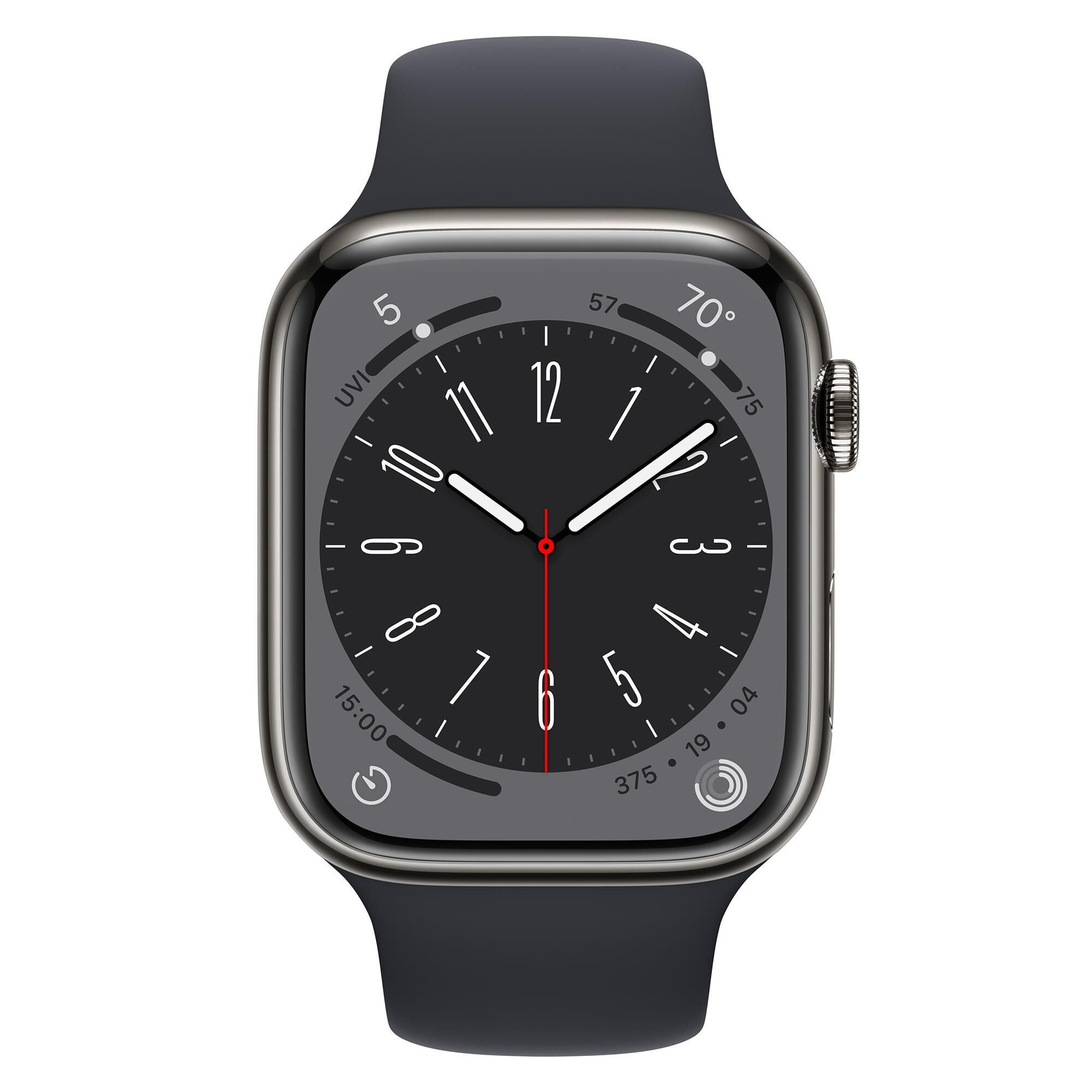 Restored Apple Watch Series 8 (GPS, 41mm) - Graphite Stainless Steel Case - Midnight Sport Band (Refurbished)