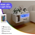 thumbnail image 5 of Floating Nightstand with Charging Station and LED Lights, Floating Bedside Table with Drawers Wall Mounted Nightstands,for Bedroom Room, 21.3" x 11.8" x 10",White, 5 of 14