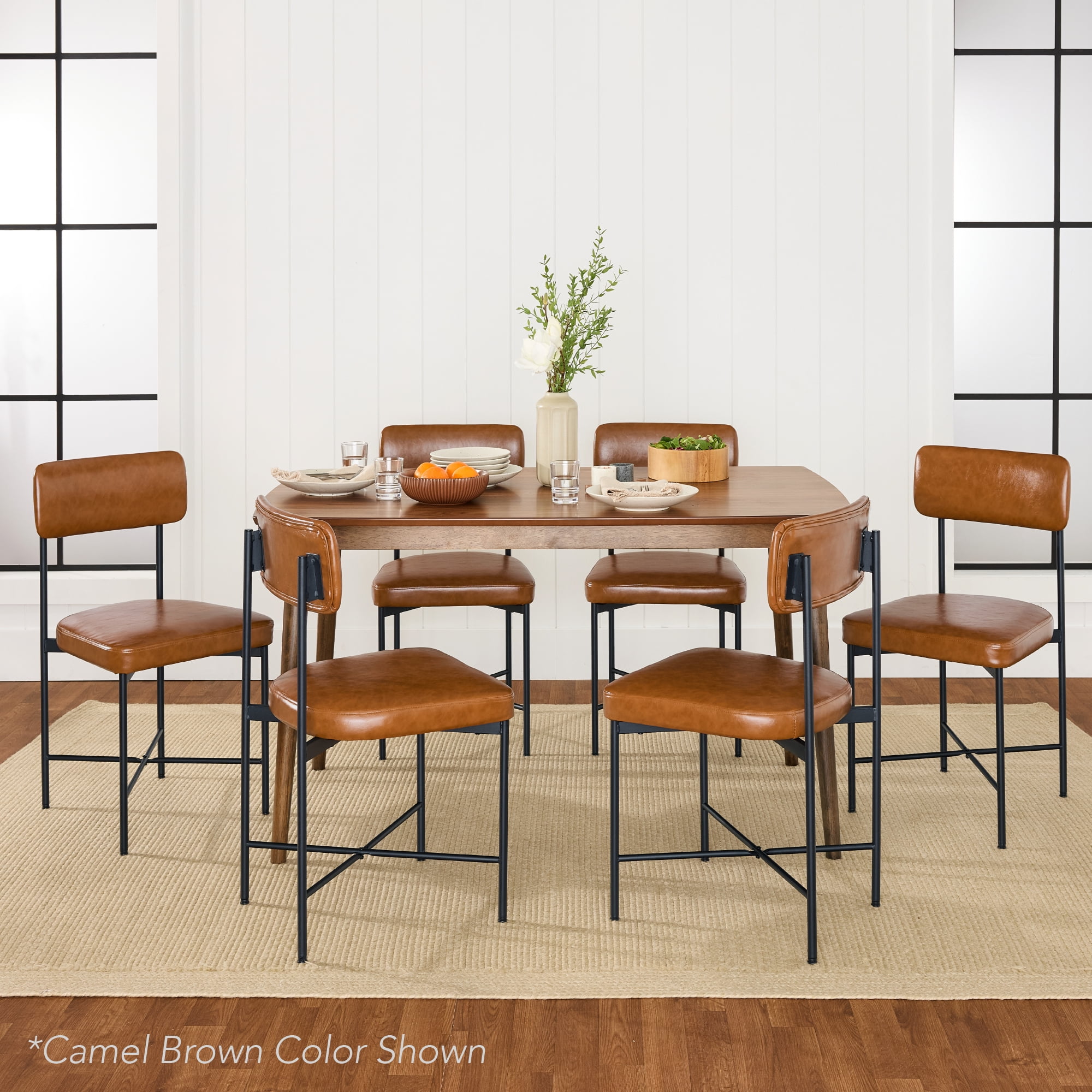 Best Choice Products Faux Leather Dining Chair Set of 2, Standard Height w/ Metal Frame - Moss Green