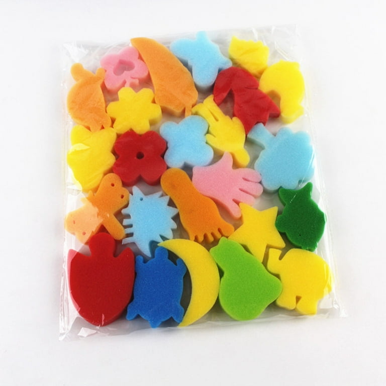 opvise 24Pcs Colorful Assorted Sponge Children DIY Painting Art Craft  Education Toy Random Color 