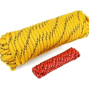 Wellmax Diamond Braid Nylon Rope, 1/2 in X 100 Foot with UV Protection and Weather Resistance, Yellow