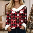 thumbnail image 2 of larppty Christmas Party Tops for Women with V Neck Santa Printed 2025 Fur Trim Long Sleeve Trendy Xmas Blouse (Pink, XXL), 2 of 8