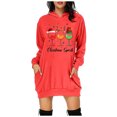 thumbnail image 2 of WEAIXIMIUNG Chandail en Molleton pour Femmes Veste Longue Décontractée Col Rond Poche Imprimé Flocon de Neige de Noël, 2 of 3