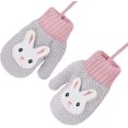 thumbnail image 2 of ZOEZOE 1 Pair Toddler Kids Short Knitted Gloves Winter Thick Fleece Lining Mittens for 1-3 Yrs, 2 of 6