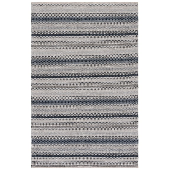 SAFAVIEH Kilim Leon Striped Cotton Area Rug, Grey/Black, 5' x 8'