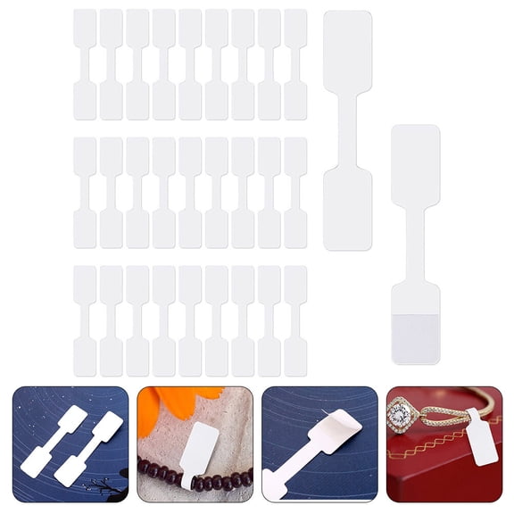 OUNONA 100Pcs White Jewelry Price Label Stickers Adhesive Paper Tags Tear Resistant for Necklace Earrings